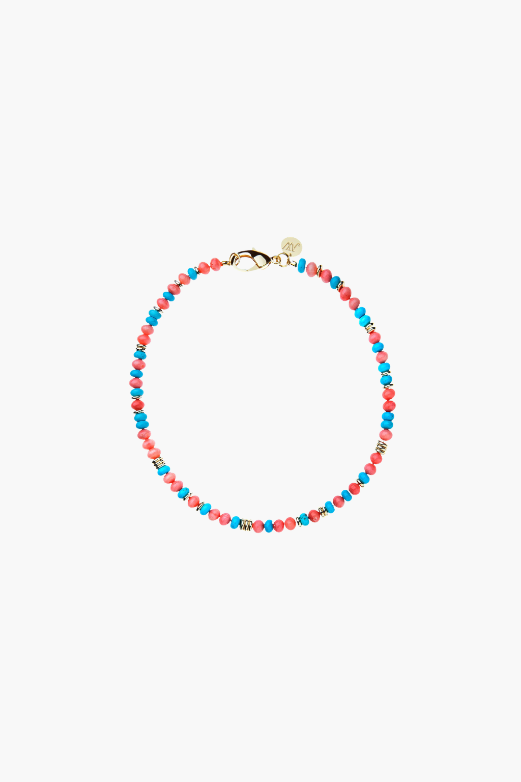 Gumdrop Beaded Necklace - Coral & Turquoise