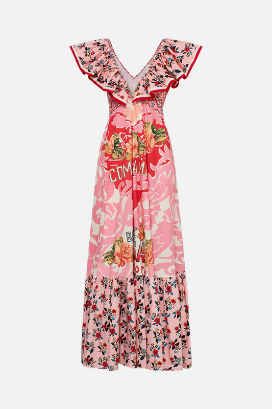 Frill Neck Dress with Hardware