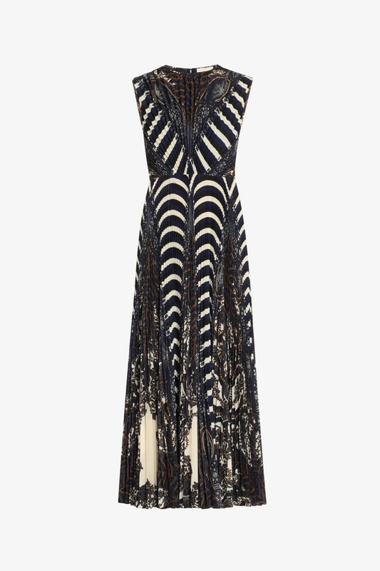 Violeta Pleated Sleeveless Midi Dress
