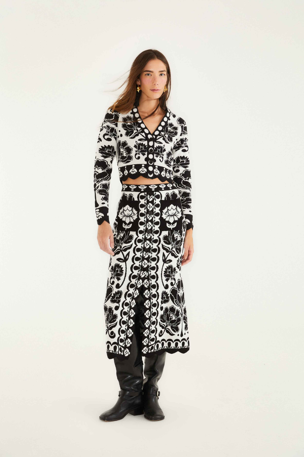Floral Arabesque Knit Skirt