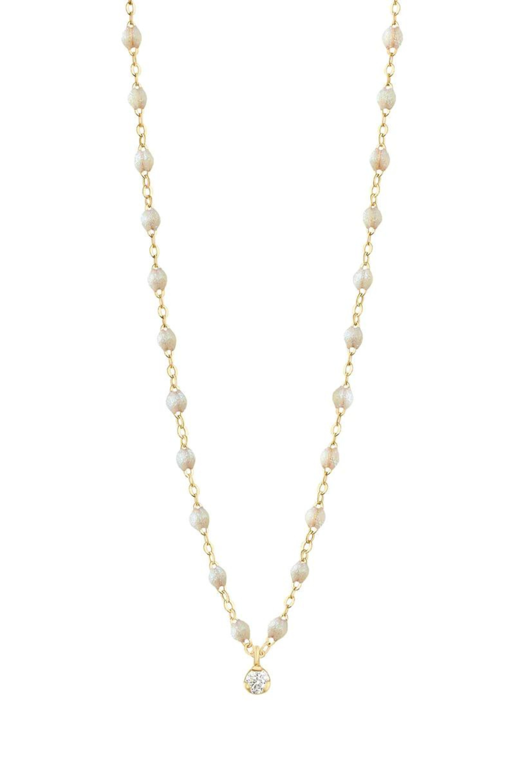 Gigi Supreme Classic Resin Yellow Gold 1 Diamond 16.5" Necklace - Opal