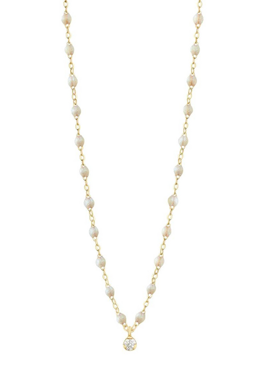 Gigi Supreme Classic Resin Yellow Gold 1 Diamond 16.5" Necklace - Opal