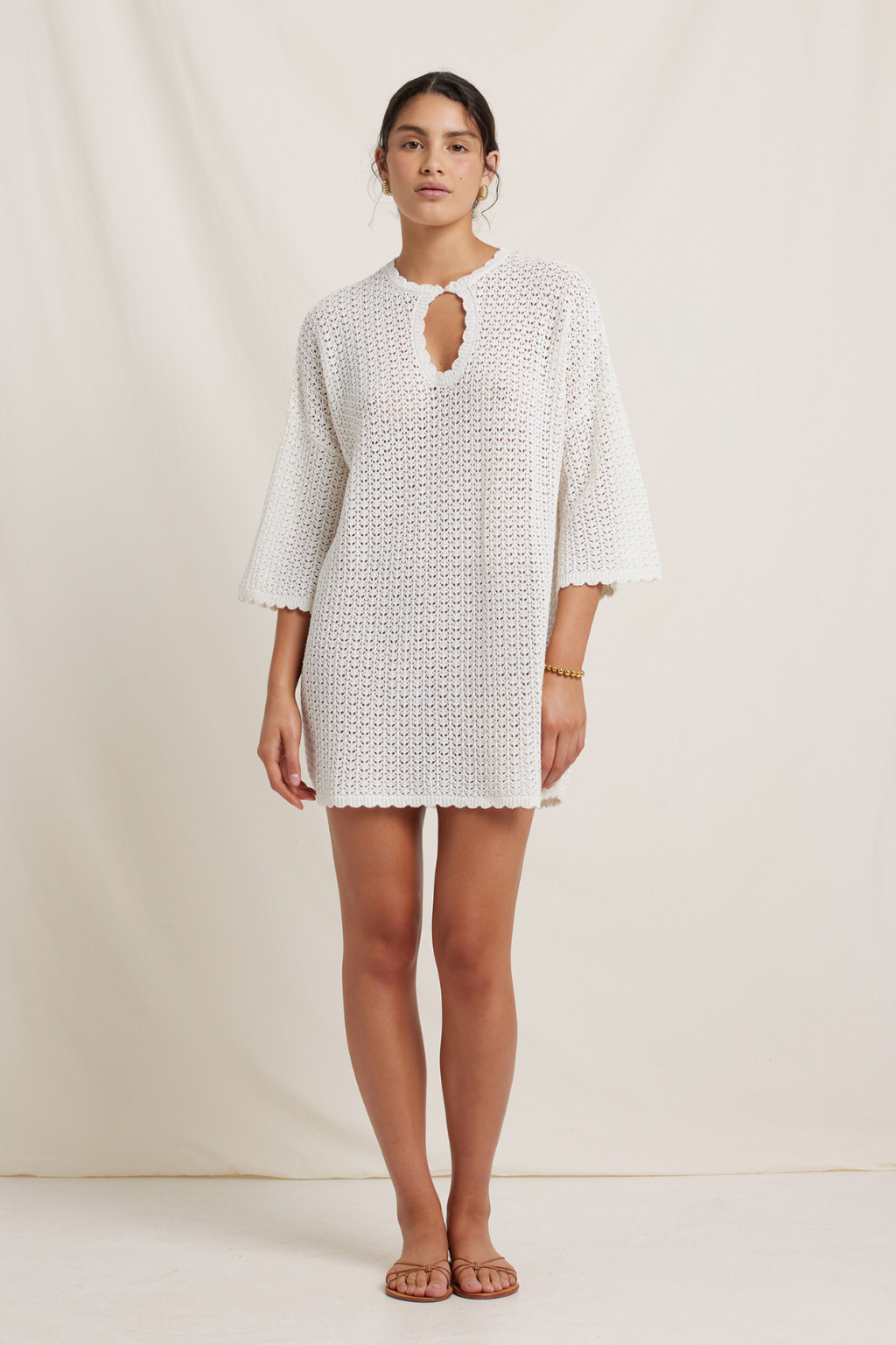 Pointelle Oversized Mini Dress