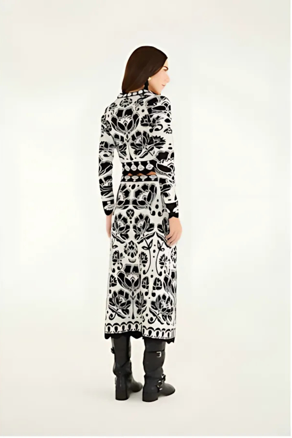 Floral Arabesque Knit Skirt