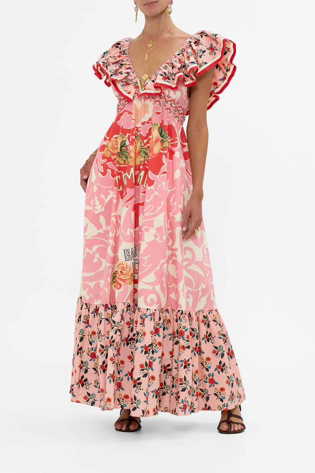 Frill Neck Dress with Hardware