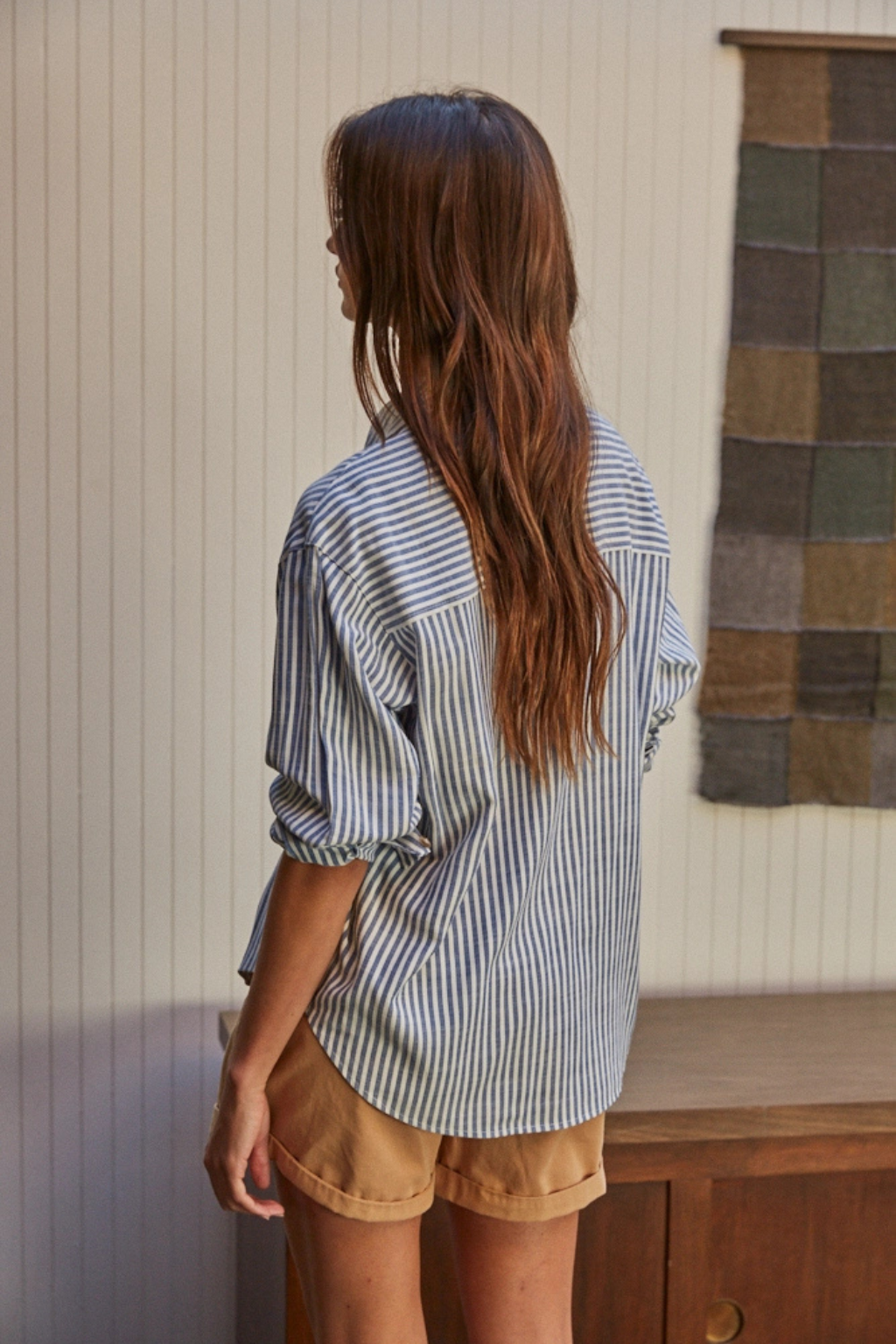 Striped Cotton Button Front Long Sleeve