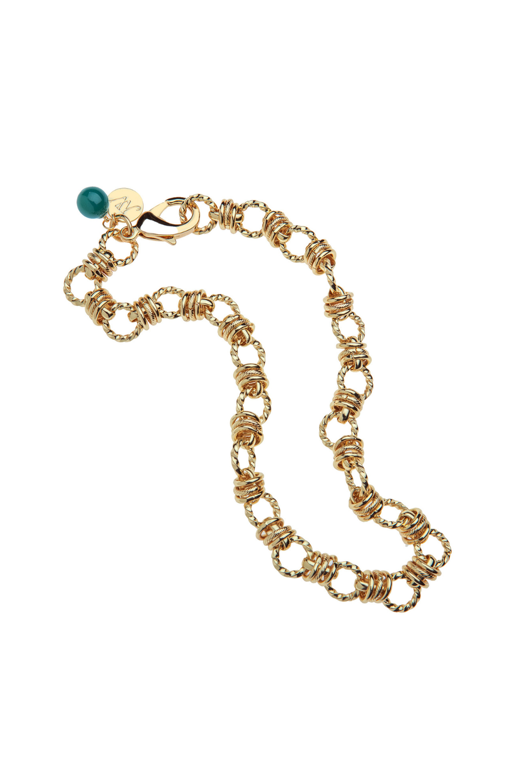 Rings of Gold Chain with Malachite Bead
