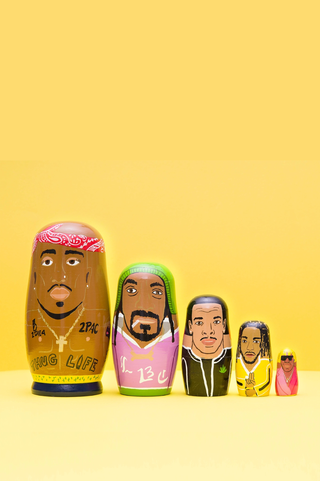 West Coast Rappers Wooden Nesting Doll Set