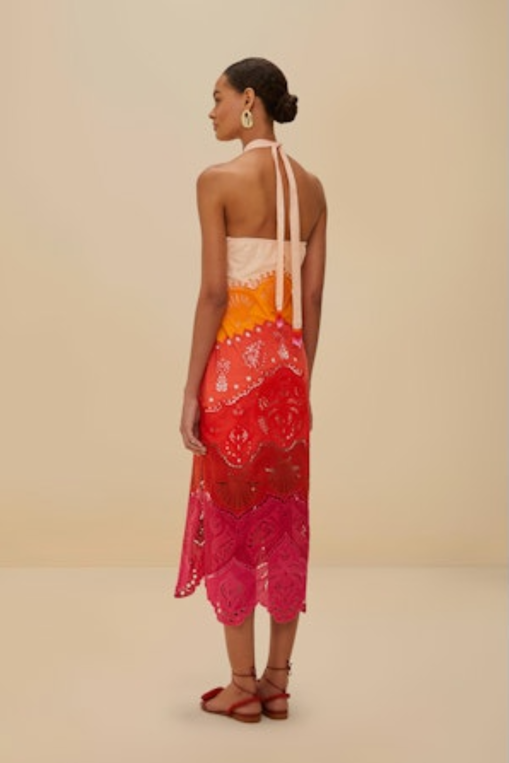 Summer Gradient Ombre Richelieu Midi Dress