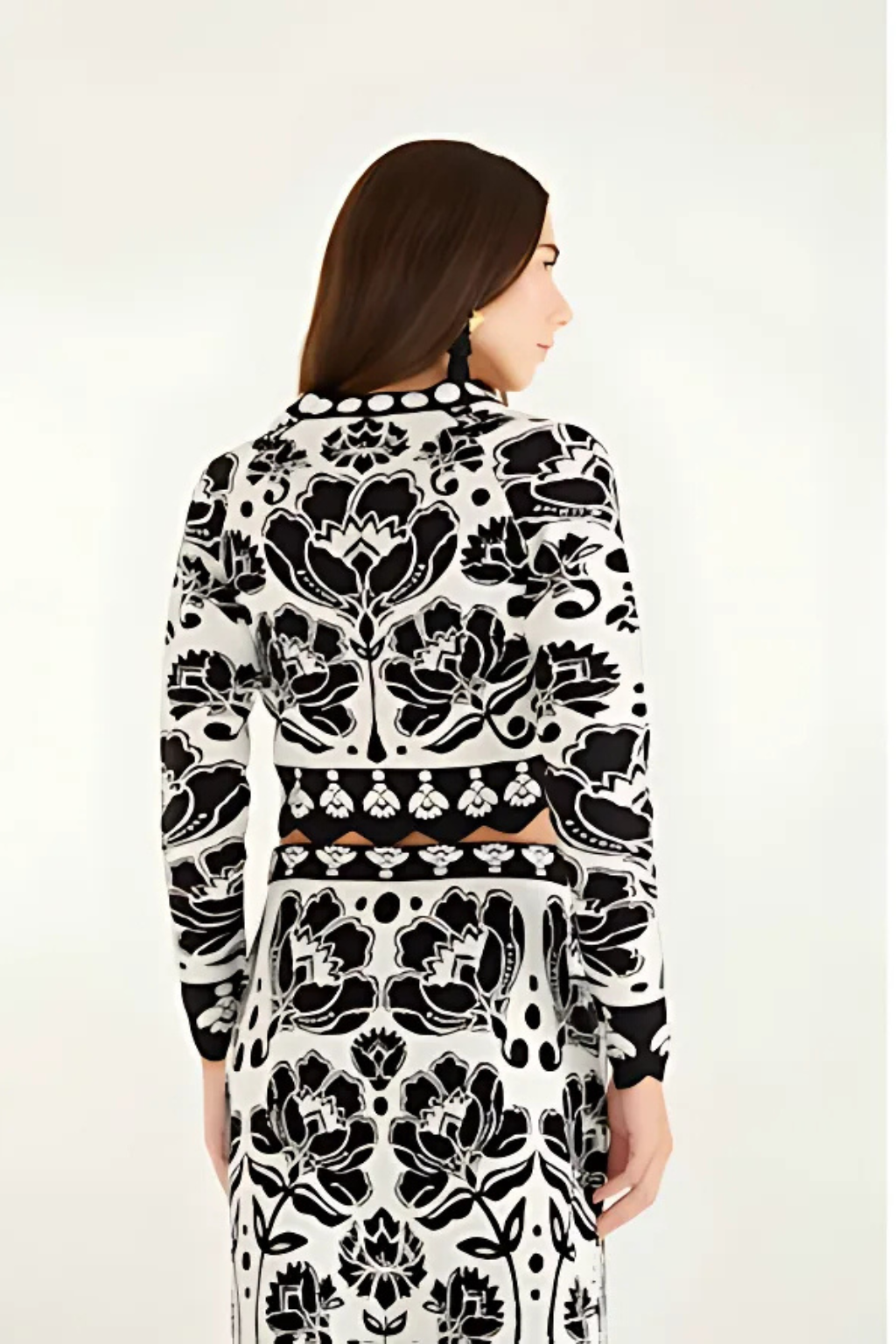 Floral Arabesque Cropped Cardigan