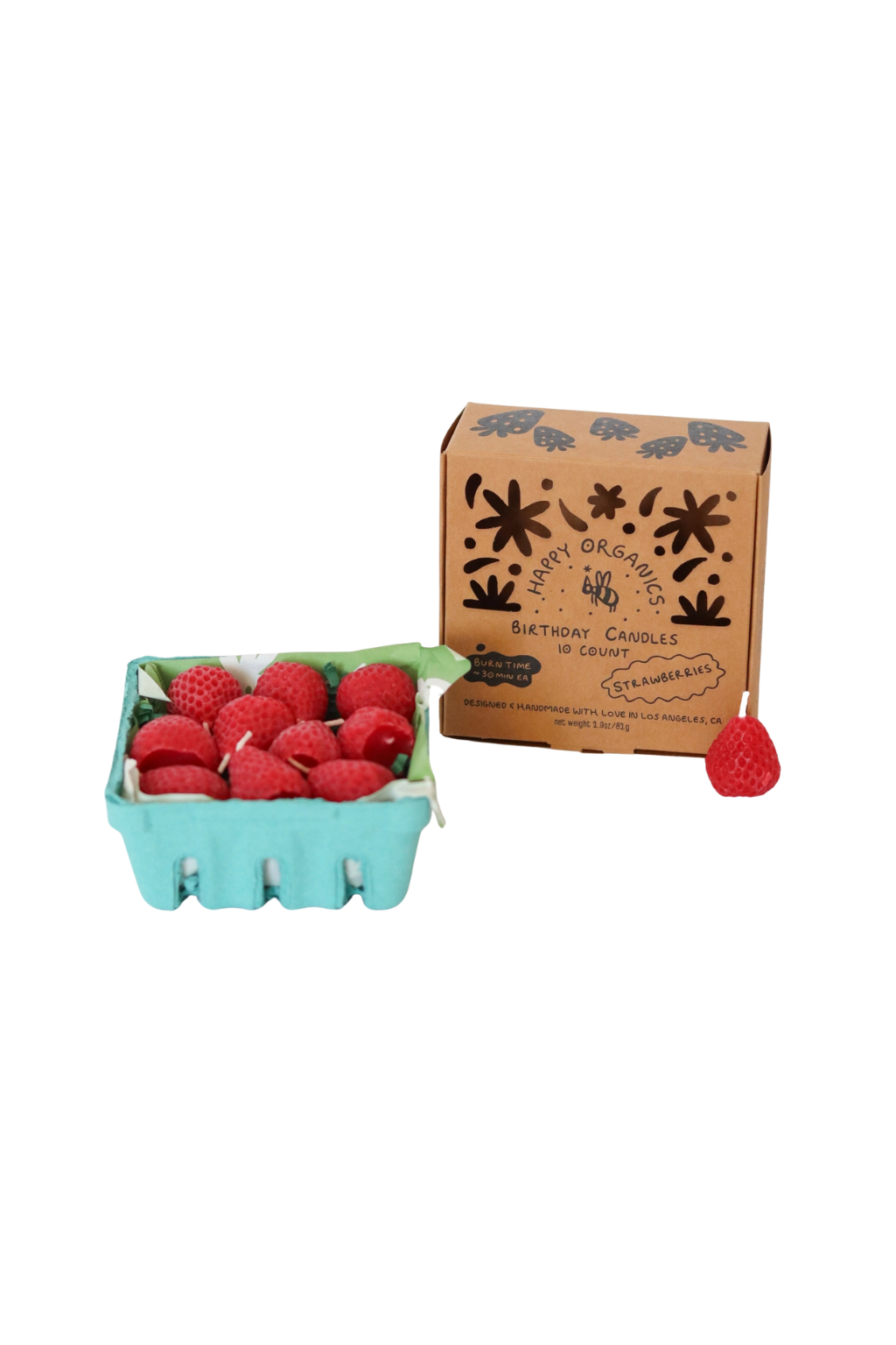 Beeswax Strawberry Birthday Candles: 10