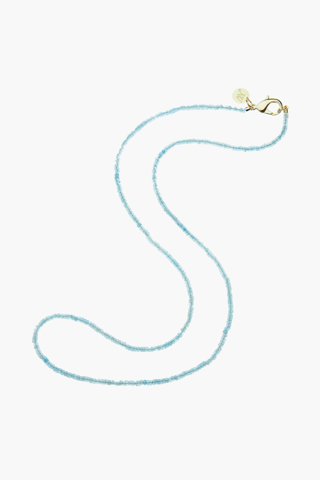 Double Wrap Diamond Cut Beaded Necklace in Aquamarine - TRAY SHOW