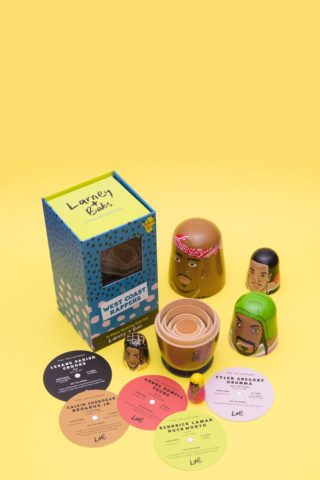 West Coast Rappers Wooden Nesting Doll Set