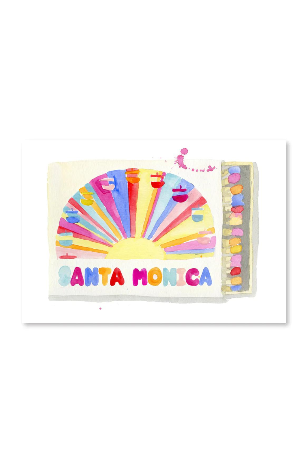 5" X 7" Watercolor Souvenir Matchbook Prints - California Collection