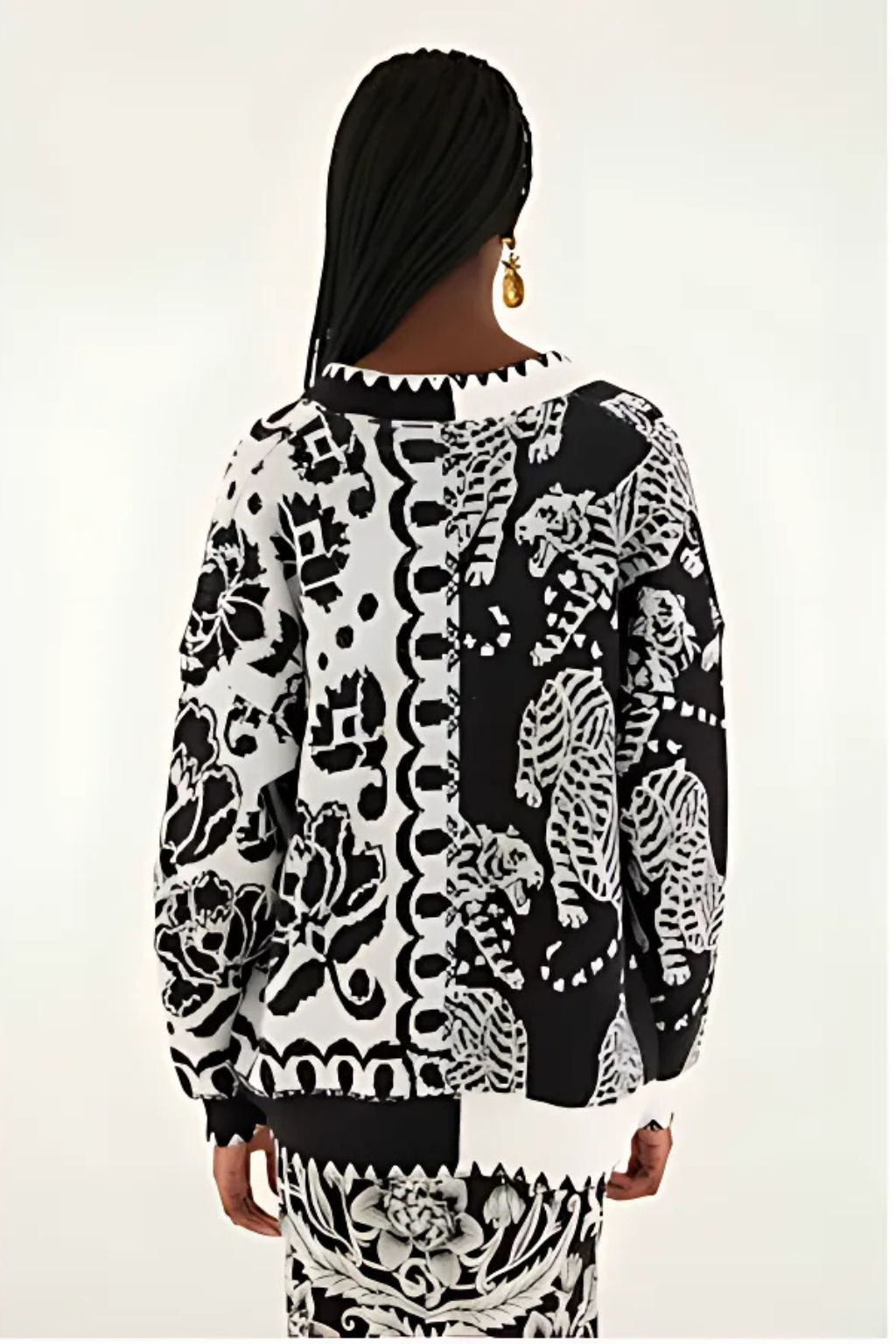 Striped Tigers Mixed Print Cardigan
