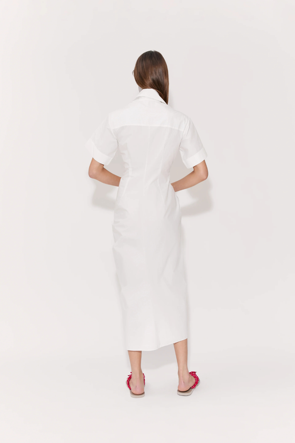 Gathered Ruffle Shirt Dress