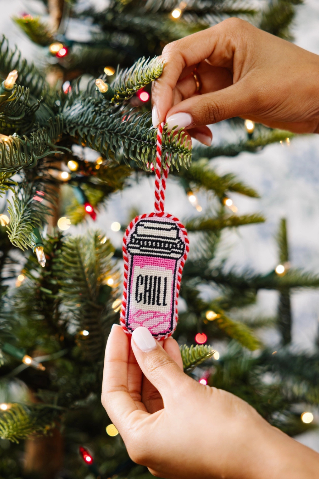 Needlepoint Icon Ornament - Chill Pill