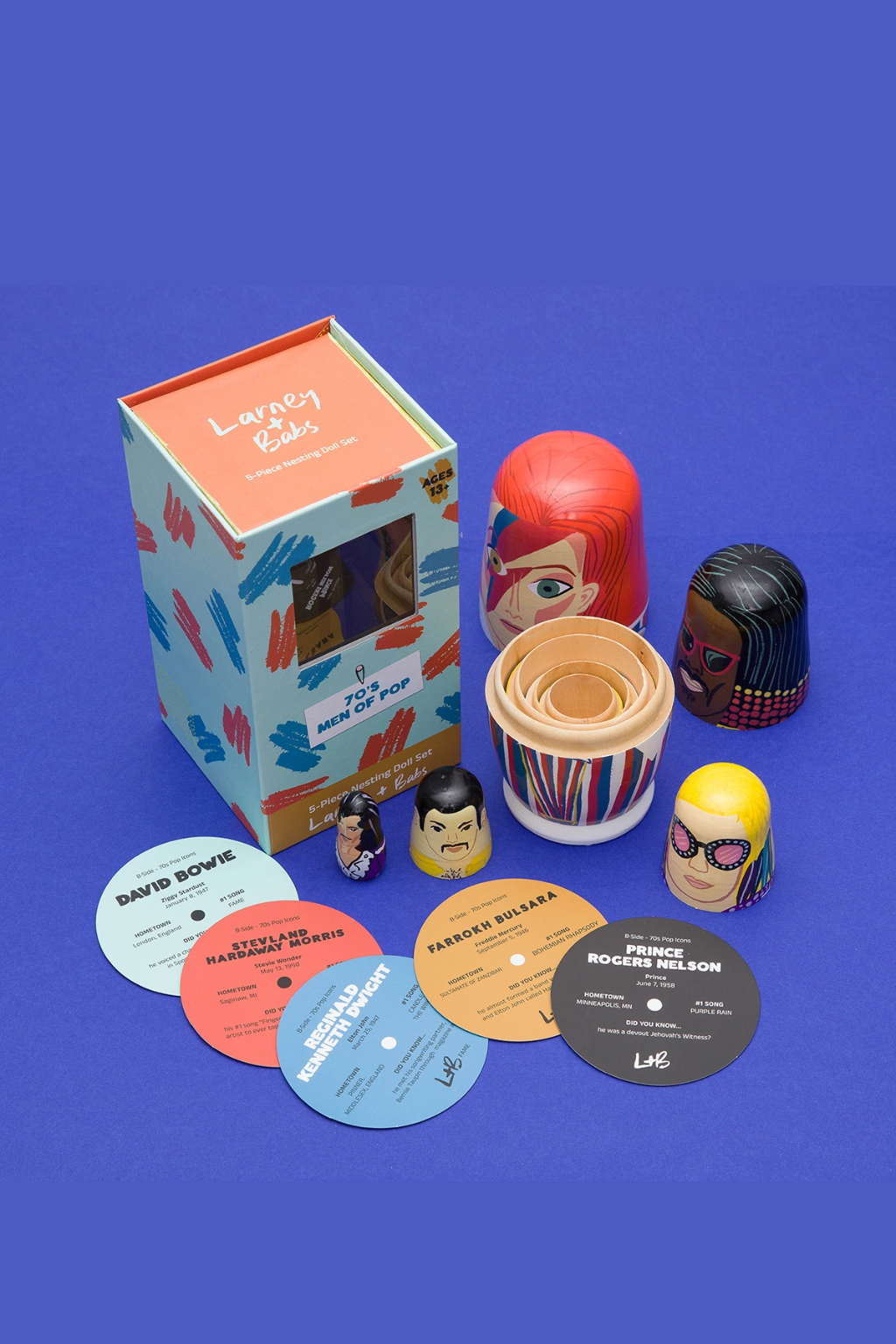 70's Men of Pop Wooden Nesting Doll Set