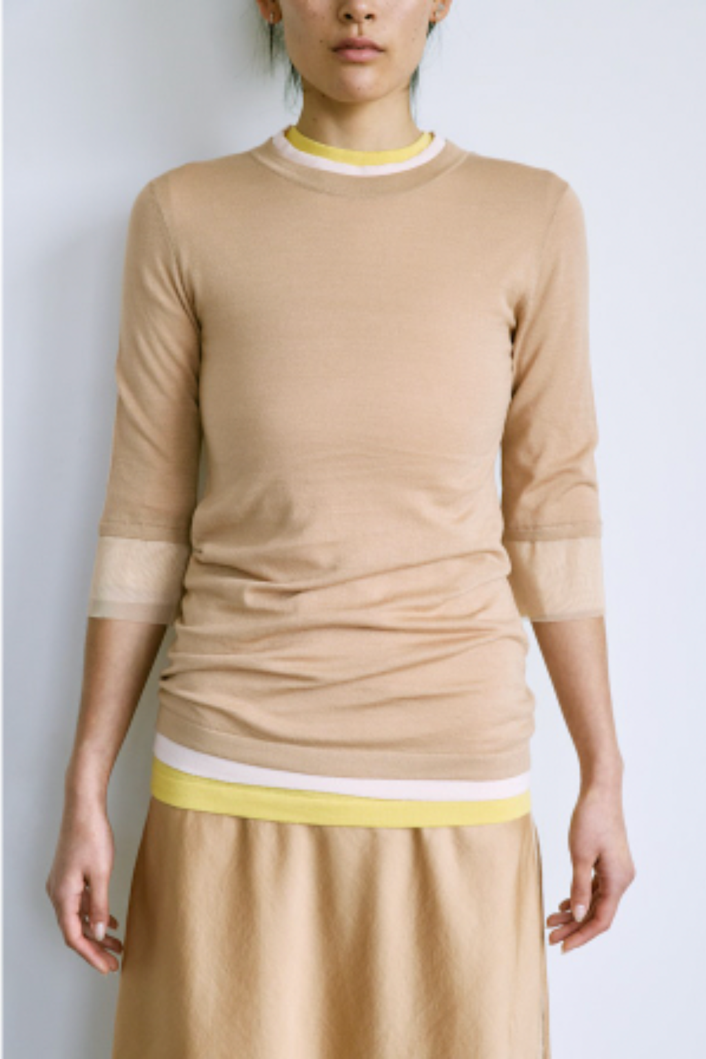 Pima Pullover With Tulle Cuff