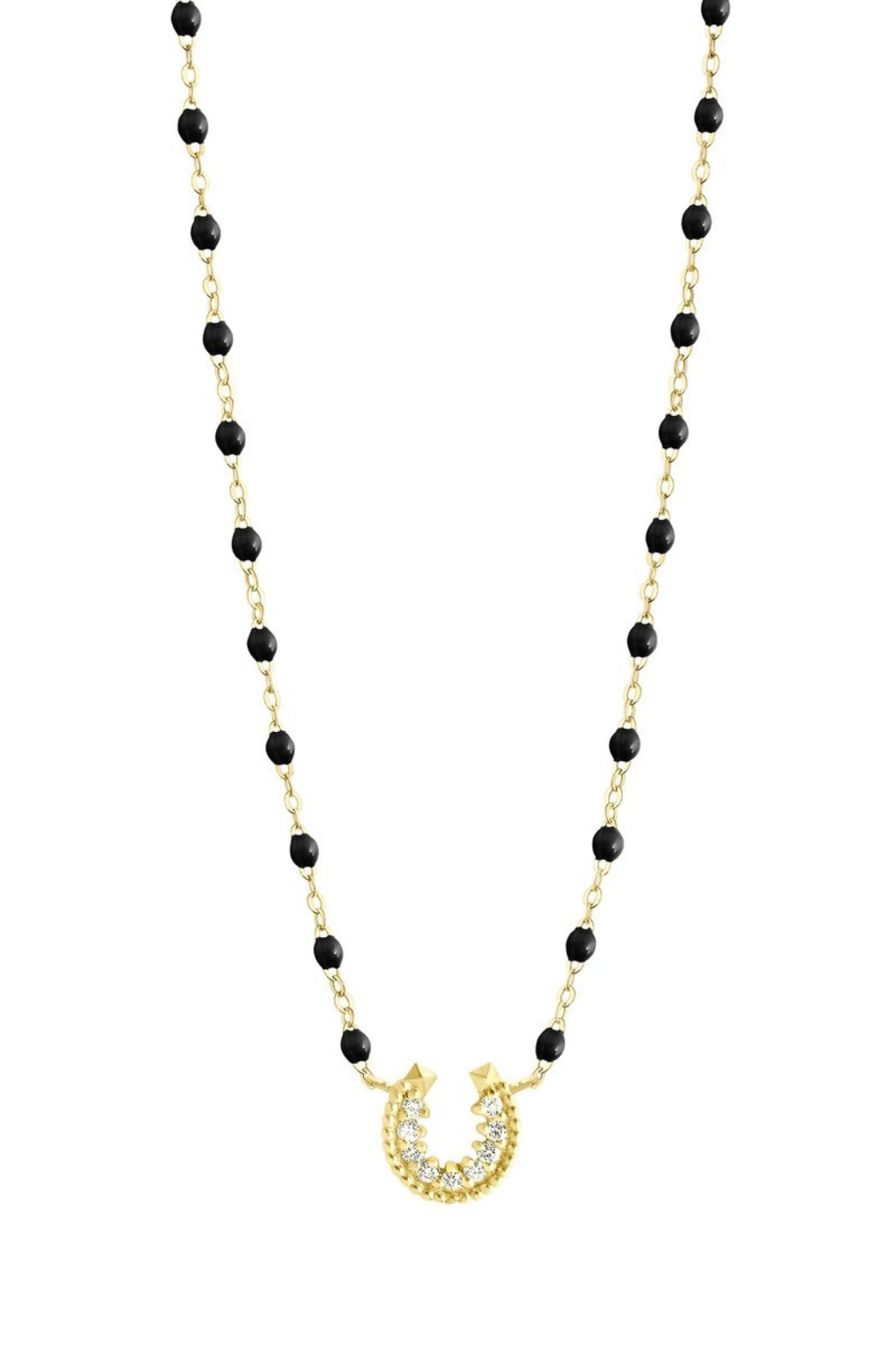 Horseshoe Classic Gigi Yellow Gold Diamond 16.5" Necklace - Black