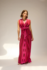 Silk Print Nico Sleeveless Maxi With Sash