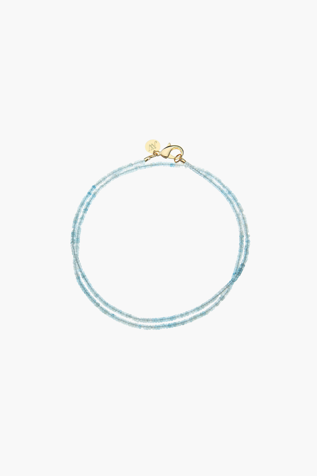 Double Wrap Diamond Cut Beaded Necklace in Aquamarine - TRAY SHOW