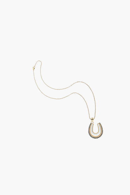 Feeling LUCKY Mother of Pearl Horseshoe Pendant Necklace - TRAY SHOW