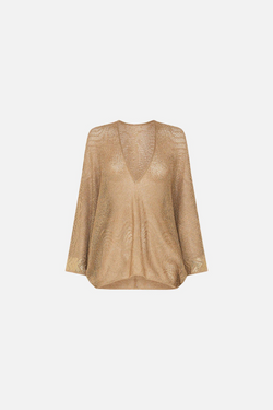 Relaxed V-Neck Pointelle Knit Top