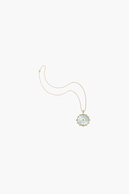 PROTECT Evil Eye Stone Pendant Coin Necklace