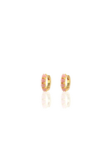 Pink Opal Huggie Hoop Earrings