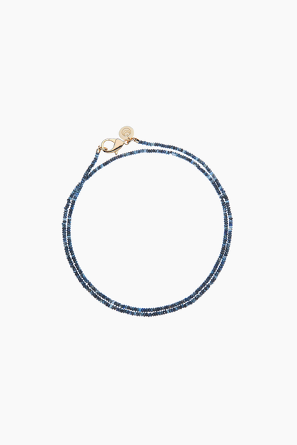 Double Wrap Diamond Cut Beaded Necklace in Kyanite