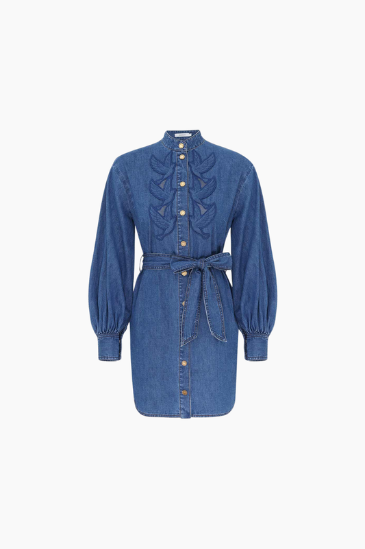 Denim Applique Mini Dress