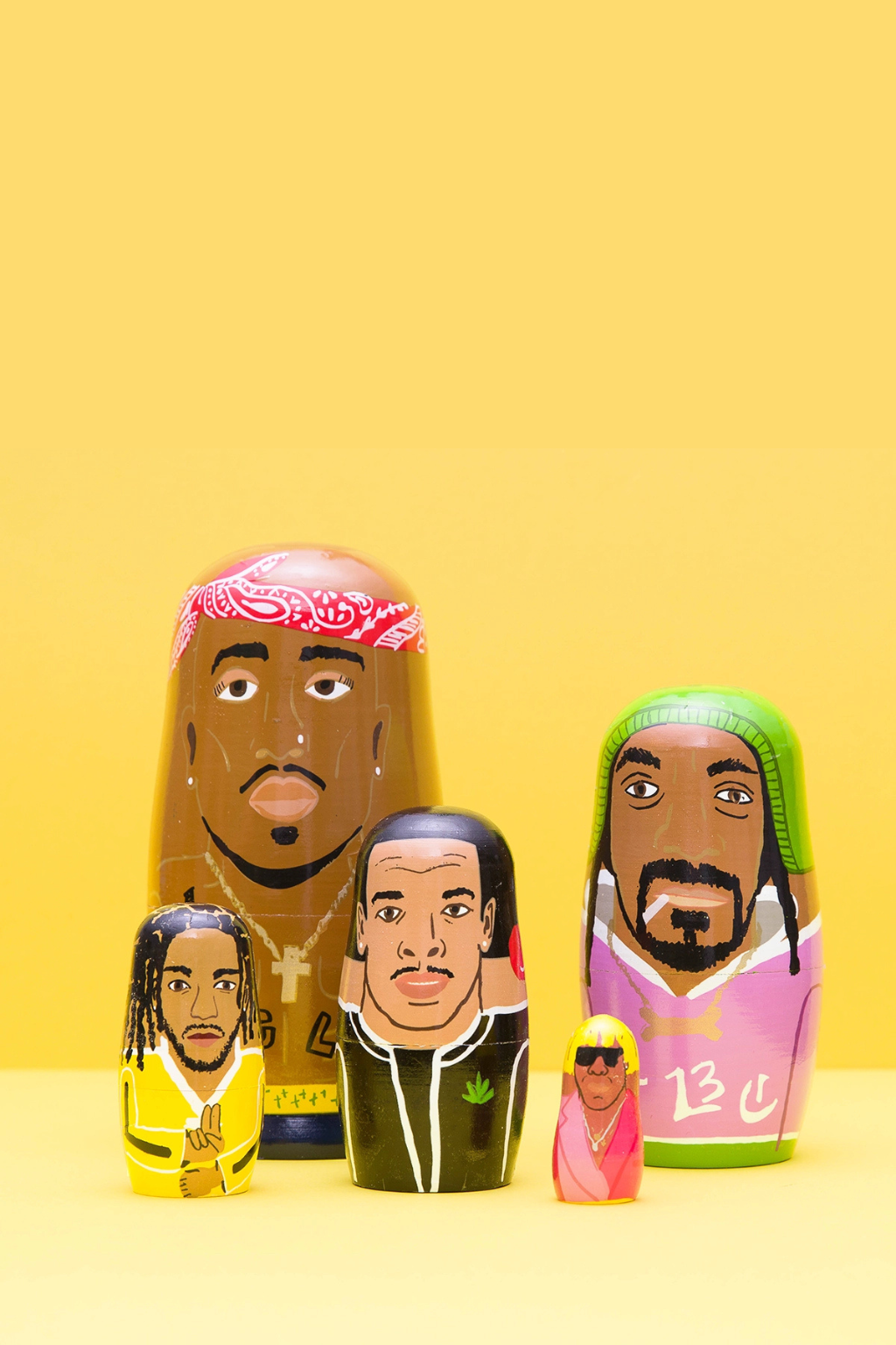 West Coast Rappers Wooden Nesting Doll Set