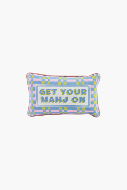 Get Your Mahj On Needlepoint Pillow