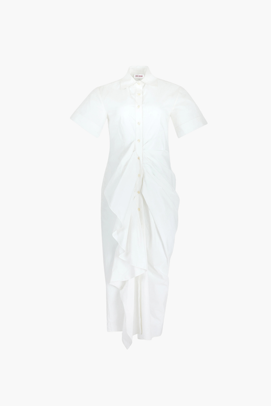Gathered Ruffle Shirt Dress