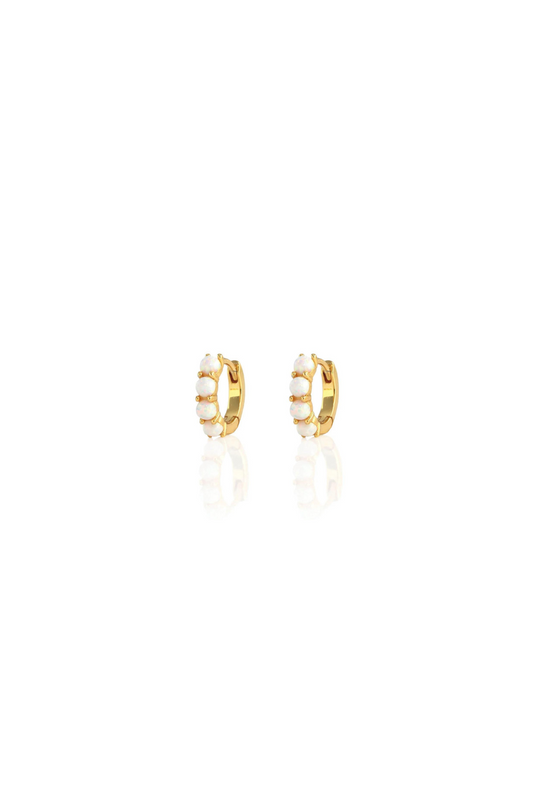 Opal Huggie Hoop Earrings