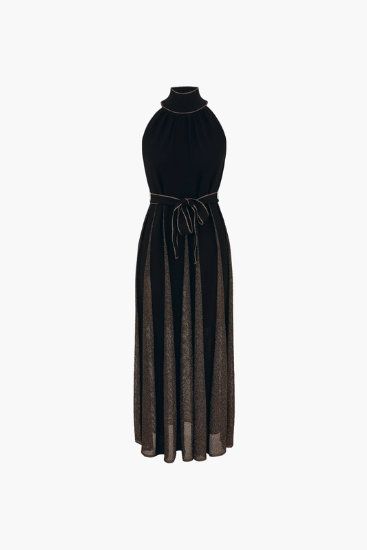 Valiant Metallic Halter Dress