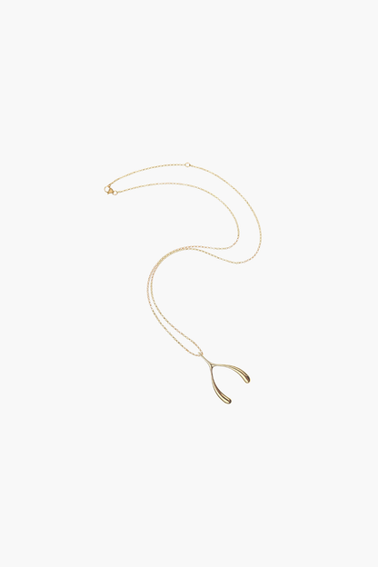 LUCKY Gold Wishbone Pendant Necklace - TRAY SHOW