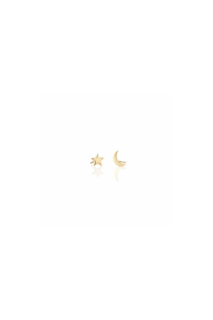 Star and Moon Stud Earrings