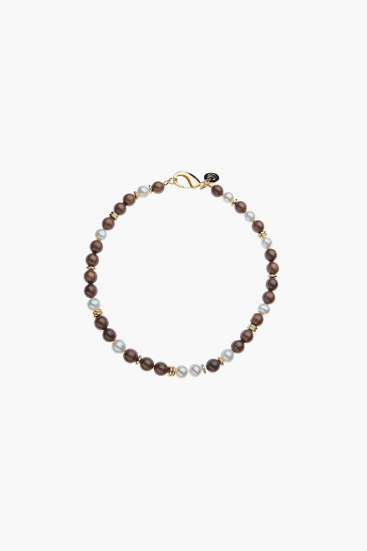 Wood and Pearl Statement Necklace