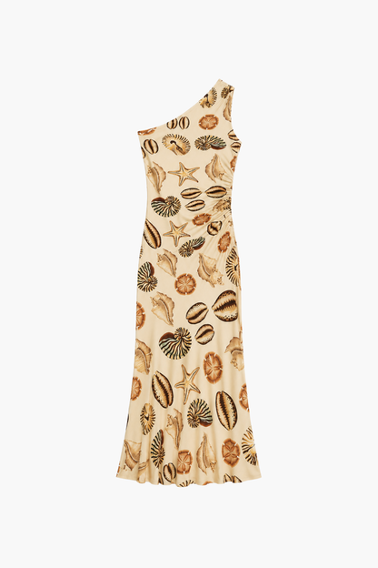Marine Shells One Shoulder Maxi Dress