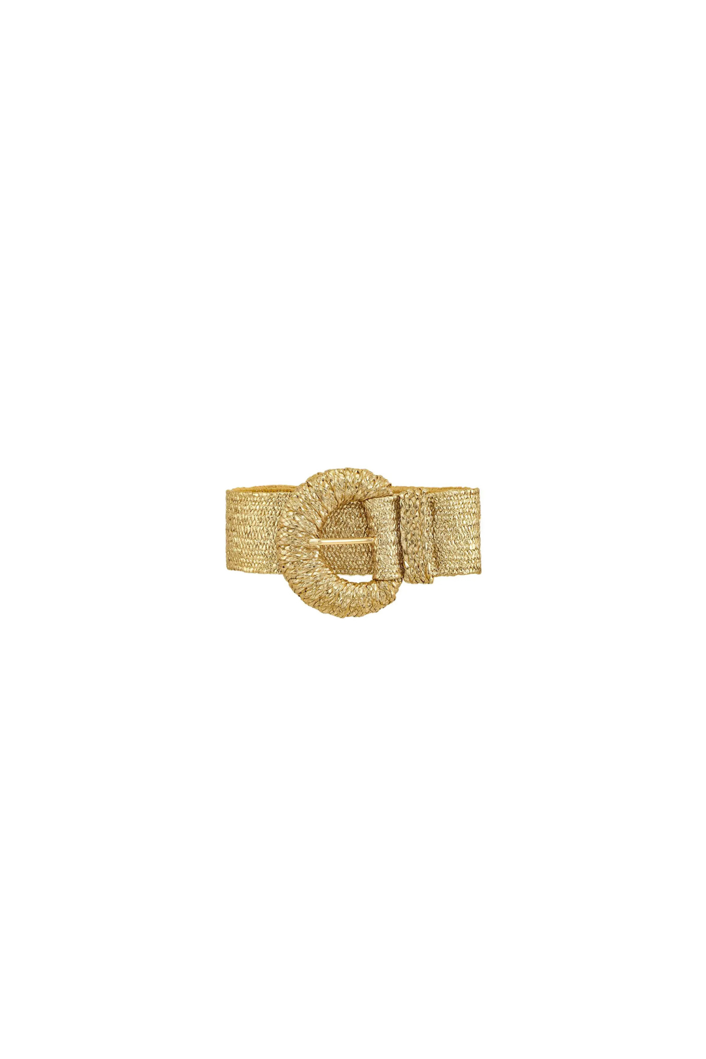 Metallic Wrapped Halfmoon Buckle Raffia Belt