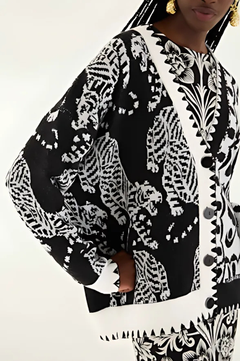 Striped Tigers Mixed Print Cardigan