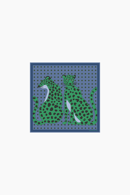 Twin Leopards Double Sided Silk Scarf