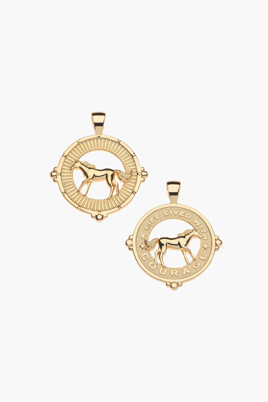COURAGE Cutout Horse Pendant Coin Necklace- TRAY SHOW