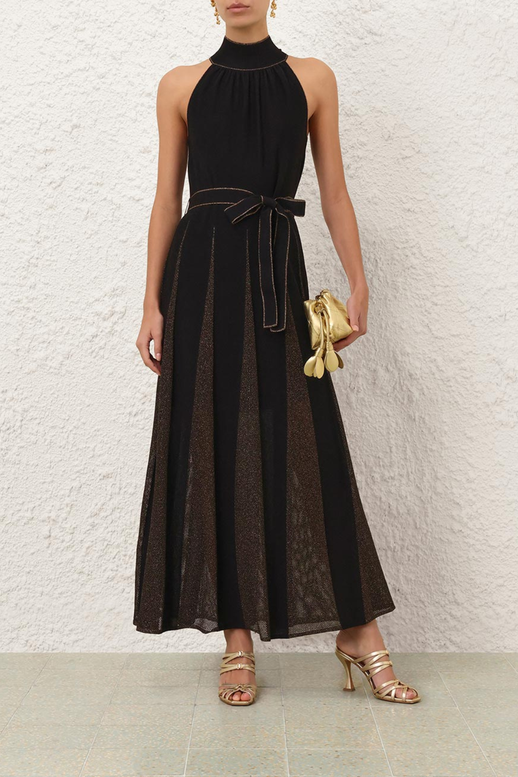 Valiant Metallic Halter Dress