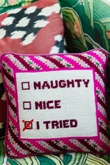 I Tried Needlepoint Pillow