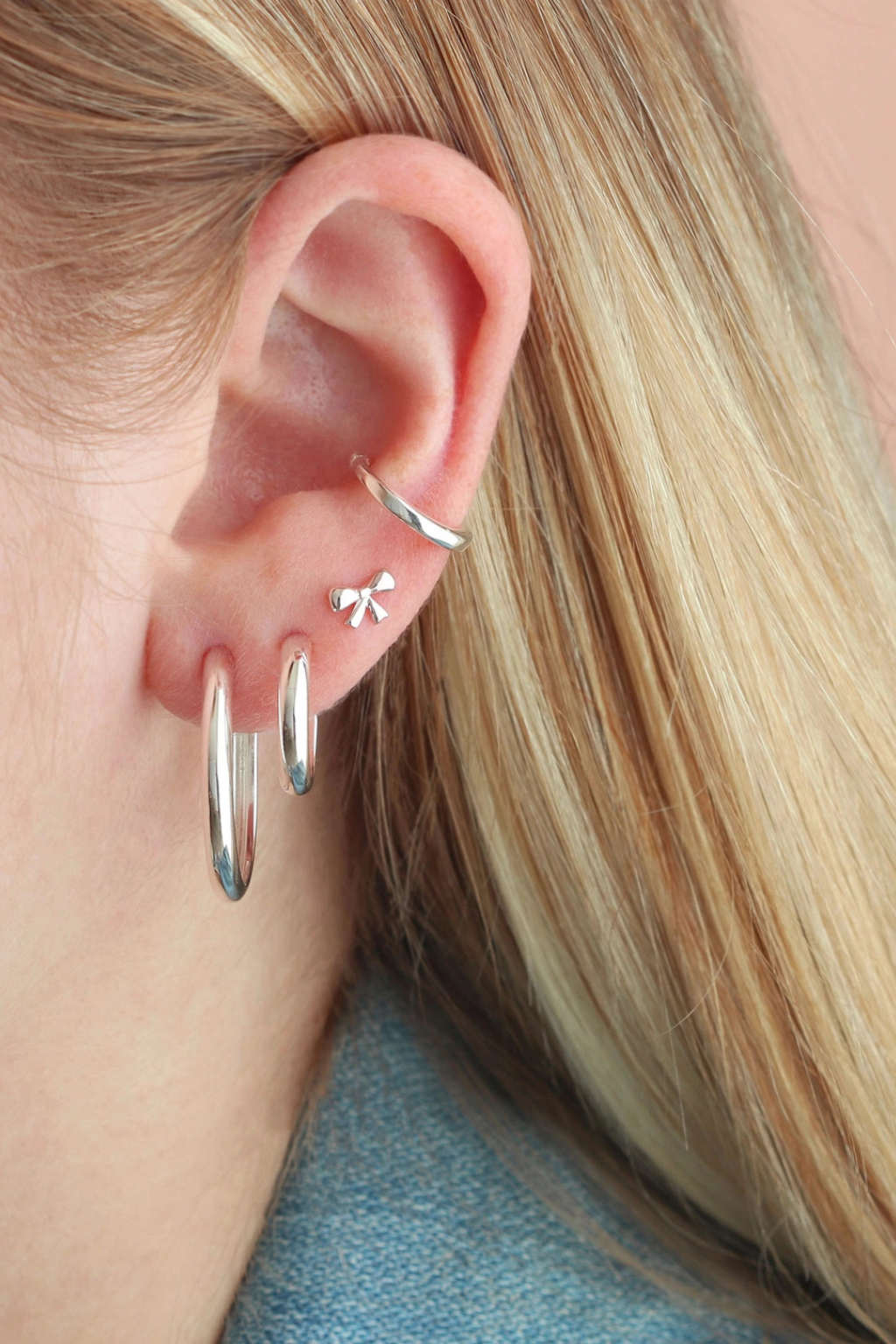 Bow Stud Earrings Sterling Silver