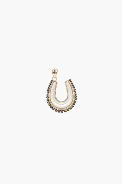 Feeling LUCKY Mother of Pearl Horseshoe Pendant Necklace - TRAY SHOW