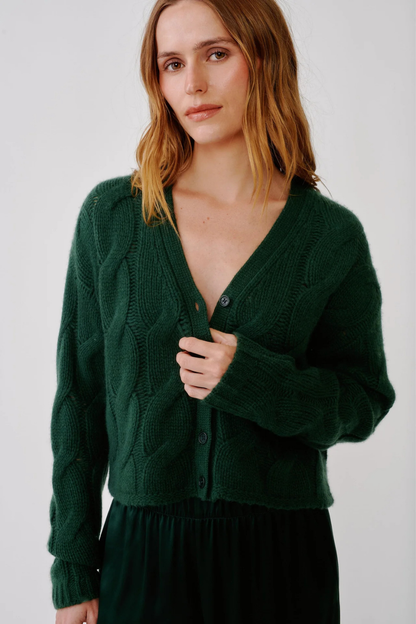 Jolie V-Neck Cropped Cable Cardigan
